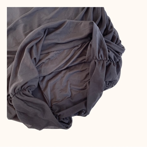 Maison Femalien | Ella Strapless Ruched Mesh Little Black Mini Dress Size M - Picture 6 of 12